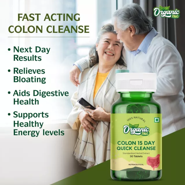 Organic 15 Day Quick Colon Cleanse - Natural Cleansing Formula, 30 Capsules