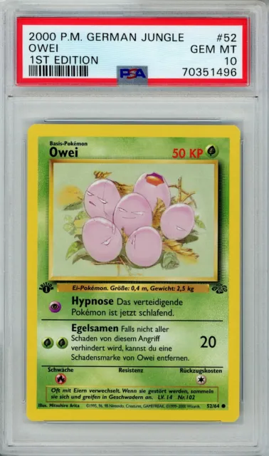 2000 Pokemon German Jungle Owei 1st Edition #52/64 GEM MINT PSA 10