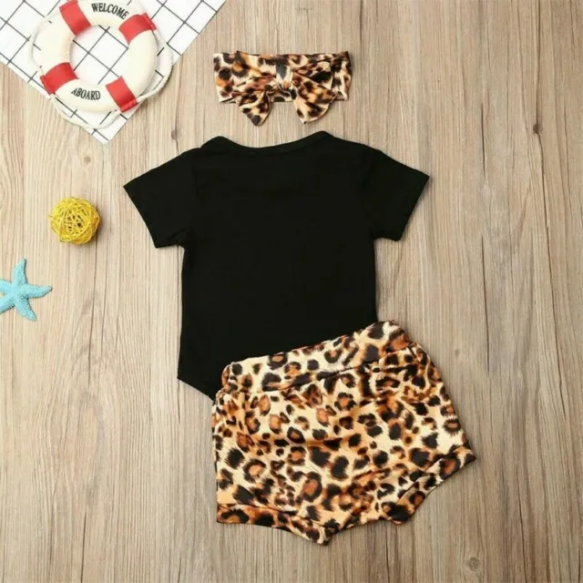 Tops Romper Short Pants Summer Baby Girls Newborn Outfits Leopard Print Clothes 2
