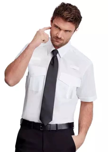 Disley Radio Loop Pilot kurzärmeliges Shirt | zwei Brusttaschen | weiß