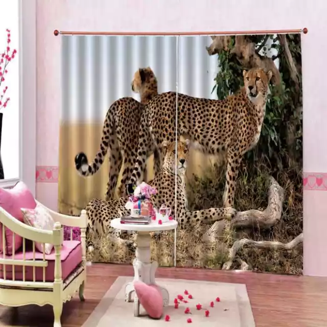 Animal World Wild Leopard Printing 3D Blockout Curtains Fabric Window Home Decor