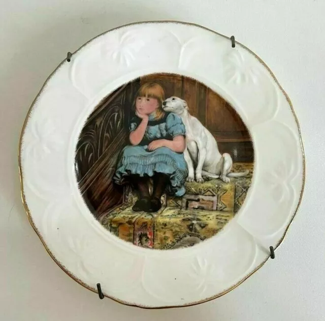 Vintage Briton Riviere 1840-1920 Sympathy Decorative Plate Little Girl and Dog