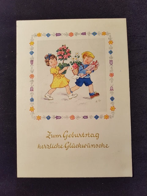 GEBURTSTAG DDRGLÜCKWUNSCHKARTE 5O ziger Jahre EUR 5,00 PicClick FR