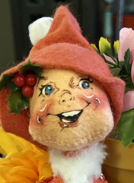 1996 Annalee Poseable Christmas Green RED Pixie Elf✨Vintage Holiday Gnome Troll