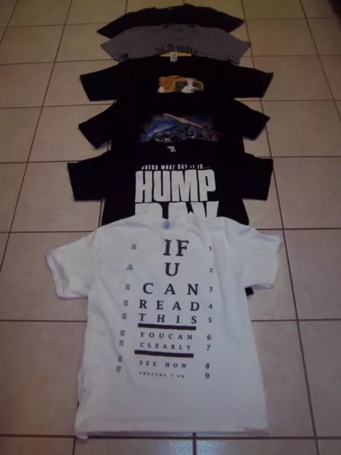 6 Men's School T-Shirts - Hump Day 2 Old Navy Bull Dog Transformers Eye Chart