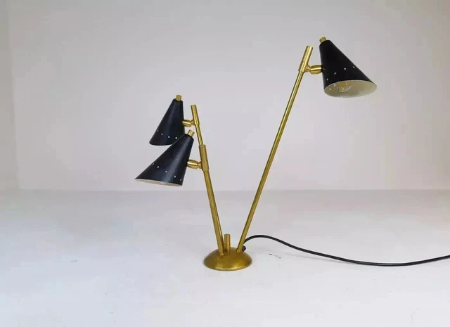 LAMPE TABLE METAL tole bois roseau fleur style MASCA KOGL HANS no