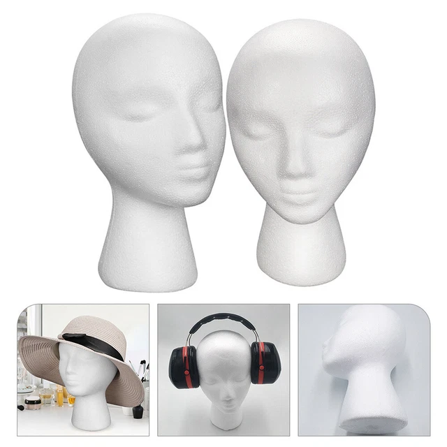 2 Pcs Female Mannequin Head Foam Head Headband Wigs Hat Mannequin Head