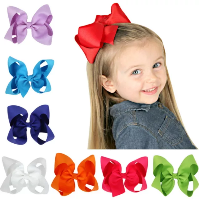 12 Pcs 4.5" Grosgrain Ribbon Hair Bows for Baby Girls - Boutique Kids Hair Clips
