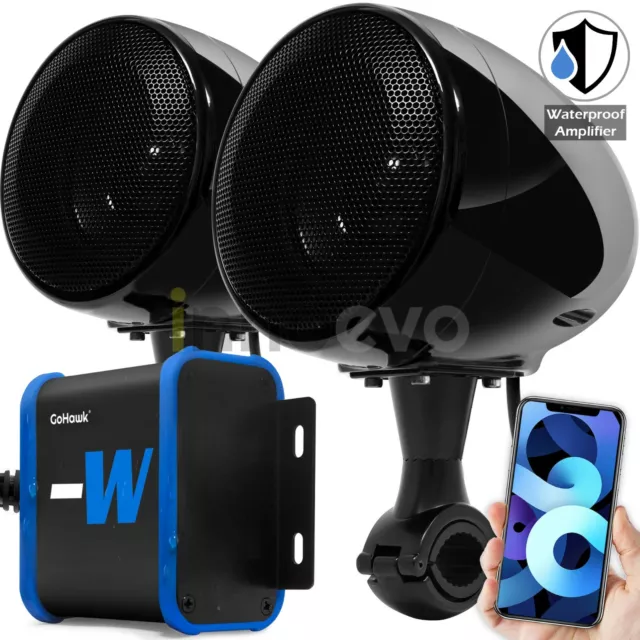 Waterproof Bluetooth Amplifier Motorcycle ATV Speakers Stereo Audio Radio System