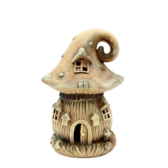 Polyresin Pilz Windlichthaus hellbraun 16,5 x 15,5 x 25 cm Solar; LED; 22 6794