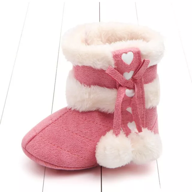 Newborn Baby Girls Soft Shoes Toddlers Warm Fur Lined Booties Slippers Winter