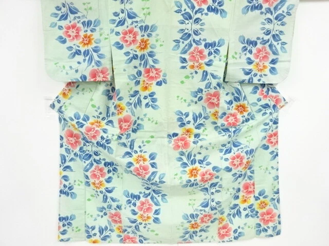 44520# Japanese Kimono / Antique Yukata / Floral Plants