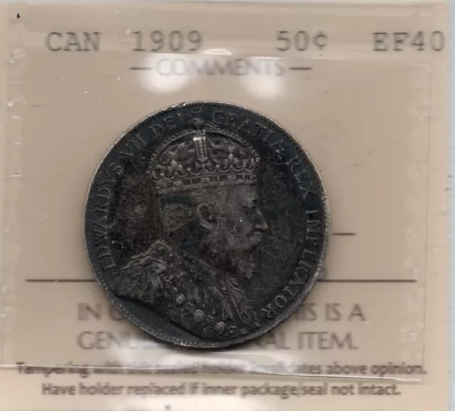 Canada 50 Cents 1909 Certified ICCS ef40