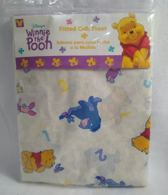 Winnie the Pooh HTF Disney Fitted Crib Sheet A B C-1 2 3 New Factory Sealed