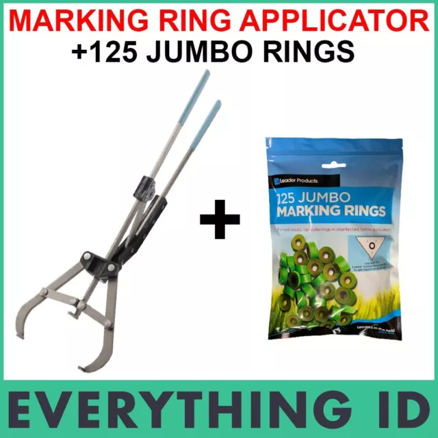 Leader Jumbo Marking Ring Applicator Expander + 125 Rings Bull Calf Marking