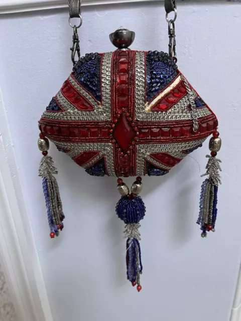 Mary Frances United Kingdom Union Jack Beaded Bag