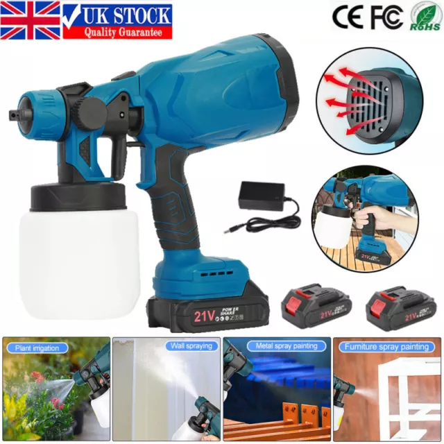 Cordless Paint Sprayer Fence Wall Spray Gun Electric Airless HVLP For Makita UK