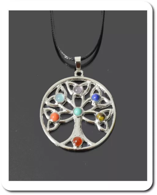 Reiki Collana Yoga Ciondolo Albero Della Vita 7 Chakra Pietra Preziosa Vivere