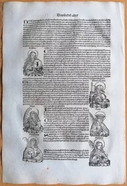 Schedel Original Incunable Leaf Cristina Susanna Roman Emperors - 1493