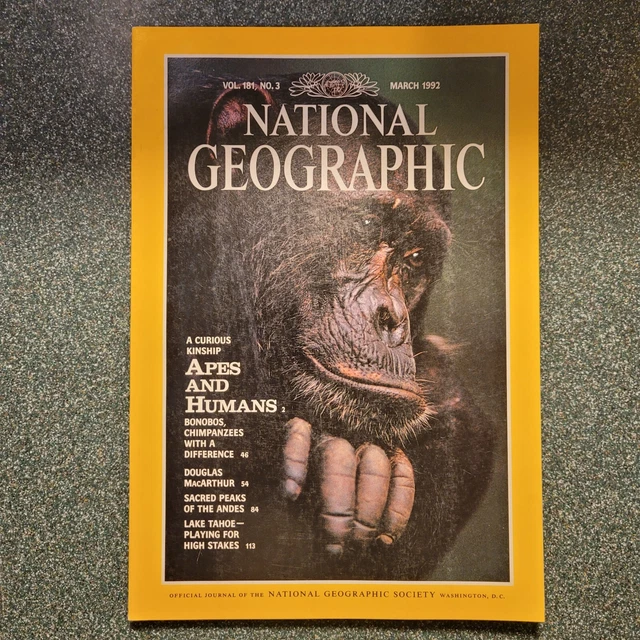 NATIONAL GEOGRAPHIC MAGAZINE (March 1992 Apes And Humans) Vol. 181
