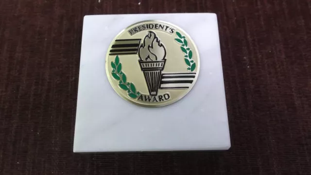 president's award paperweight marble award metal insert personalized