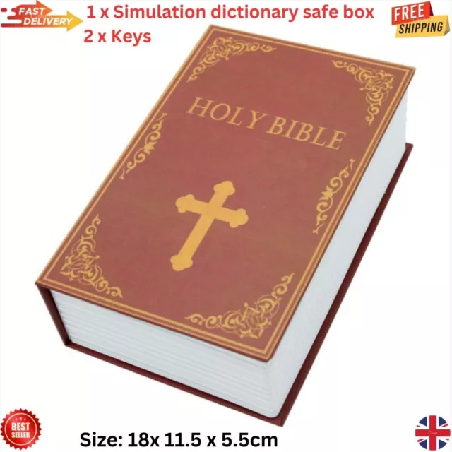 Secret Dictionary Book Travel Safe Security Key Lock Money Cash Jewellery Box Uk