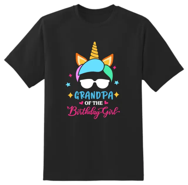 Grandpa Of the Birthday Girl Unicorn Novelty Birthday Party Unisex Adult T shirt