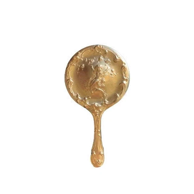 Hollywood Regency Gold Repousse Hand Mirror