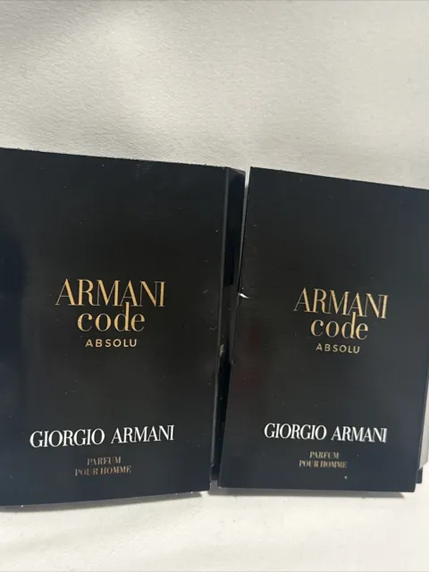 LOT OF 2 Giorgio Armani ARMANI CODE ABSOLU Parfum Pour Homme 1.2ml Ea  Travel Sz $11.00 - PicClick
