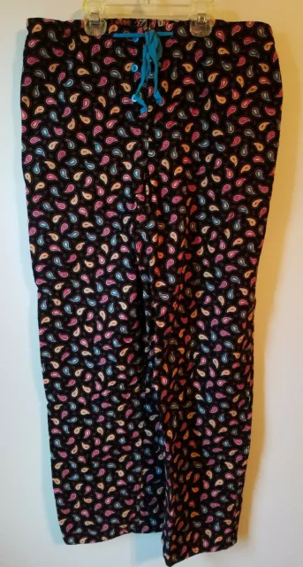 Vera Bradley Lounge Sleep Pant Pajama Black Paisley Cotton Fine Corduroy Small