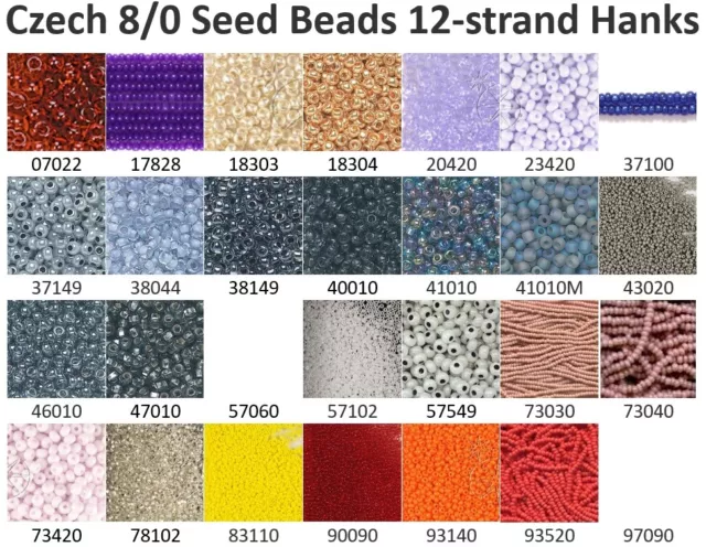 Czech 8/0 Preciosa Rocaille Glass Seed Beads 12-strand Hanks