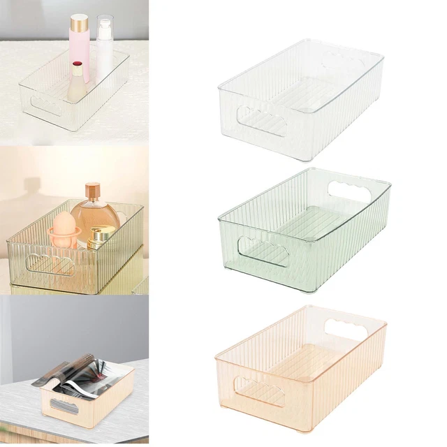 CLEAR STORAGE BIN Basket Container Pantry Shelf with Handle EUR 9,71