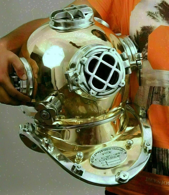 18" Full Size Aluminum & Steel Deep U.S Navy Mark V Scuba Diving Divers Helmet H