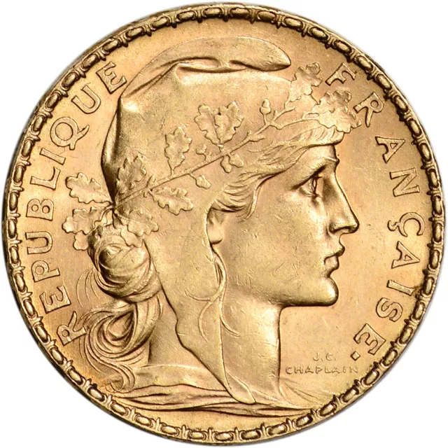 France Gold 20 Francs (.1867 oz) - Rooster - XF/AU - Random Date