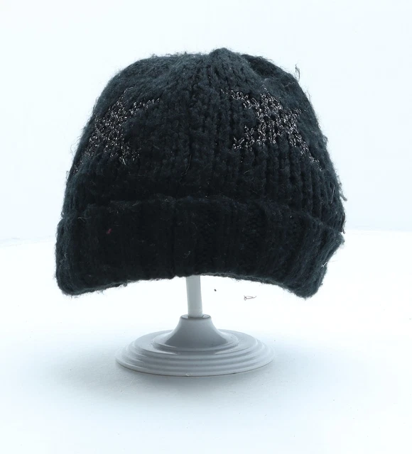 Beanie acrilico nero Marks and Spencer taglia unica per ragazze - stelle
