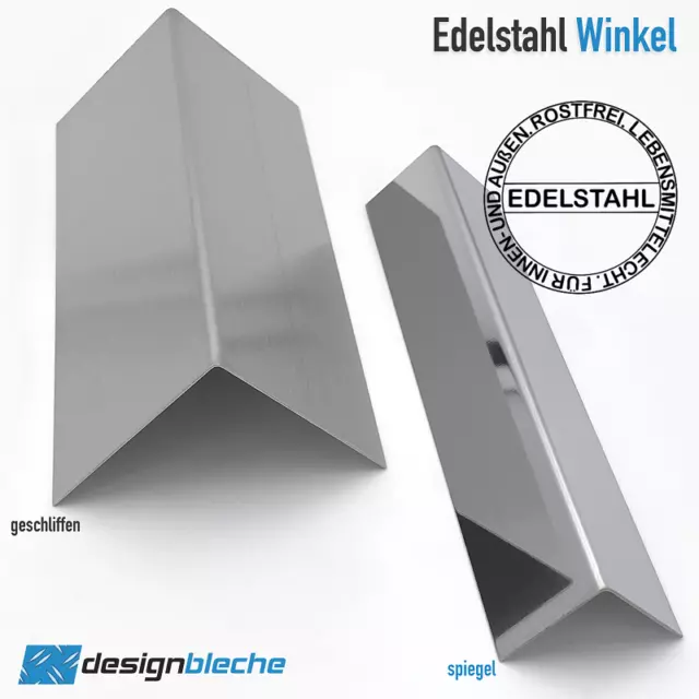 Edelstahl Spiegelwinkel L-Winkel bis 300cm Kantenschutz CNS Hochglanz Winkel V2A