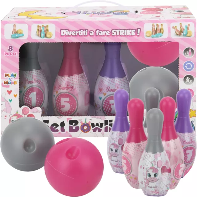 Set Bowling Giocattoli per Bambini 6pz Birilli e 2pz Palle da Gioco in Plastica