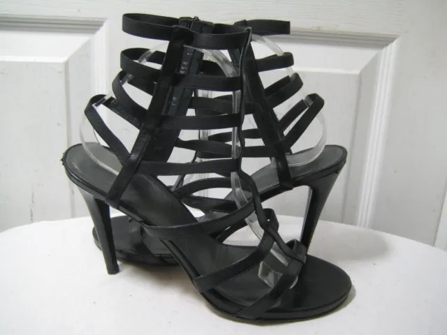 STUART WEITZMAN Black  Leather Gladiator Heel Strappy Sandal Shoes Size 10 M
