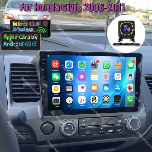 For Honda Civic 2006-2011 Apple CarPlay Car Radio Stereo GPS Navi BT Android 13