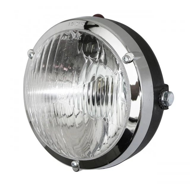 Optique De Phare Avant Rond Pour MBK 51 Swing - Noir Avec Cerclage Chromé, Neuf Sous Emballage, Garantie 2 Ans, Référence Gazelle P90