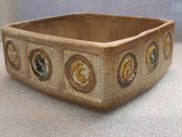 Vintage Lapid Israel Israeli Ceramic Pottery Square Bowl Signed  60'S