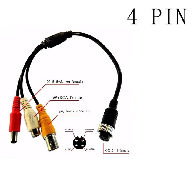 4 PIN Aviation To BNC RCA Cable DC Power Camera Cable For CCTV Video Recorders