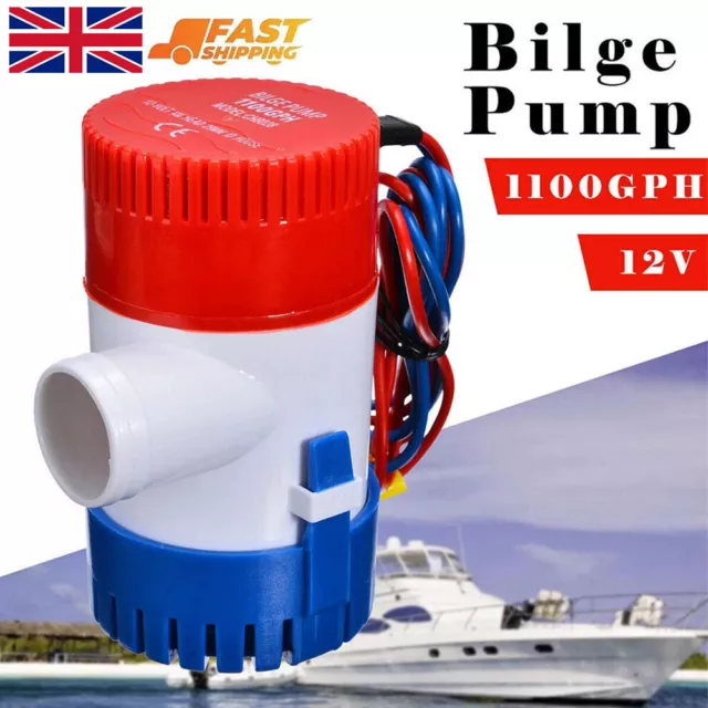 1100GPH Marine Bilge Pump Submersible Water Pump DC 12V Electric Yacht Boat UK