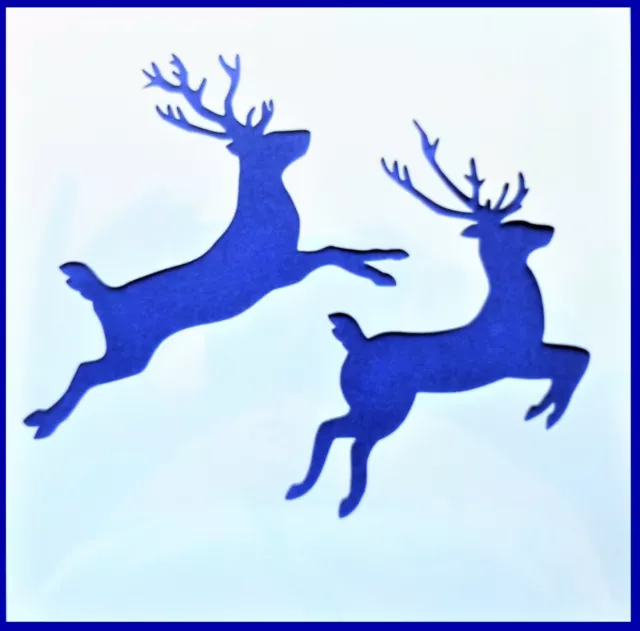 Flexible Stencil *FLYING REINDEER* Jumping Deer Santa Card Making 10cm x 10cm