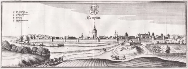 Templin Uckermark Brandenburg Kupferstich engraving Merian 1650