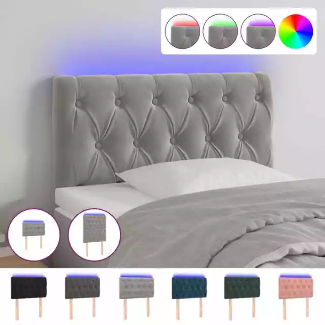 Cabecero con Luces LED Cabezal Tapizado de Cama Dormitorio Terciopelo vidaXL