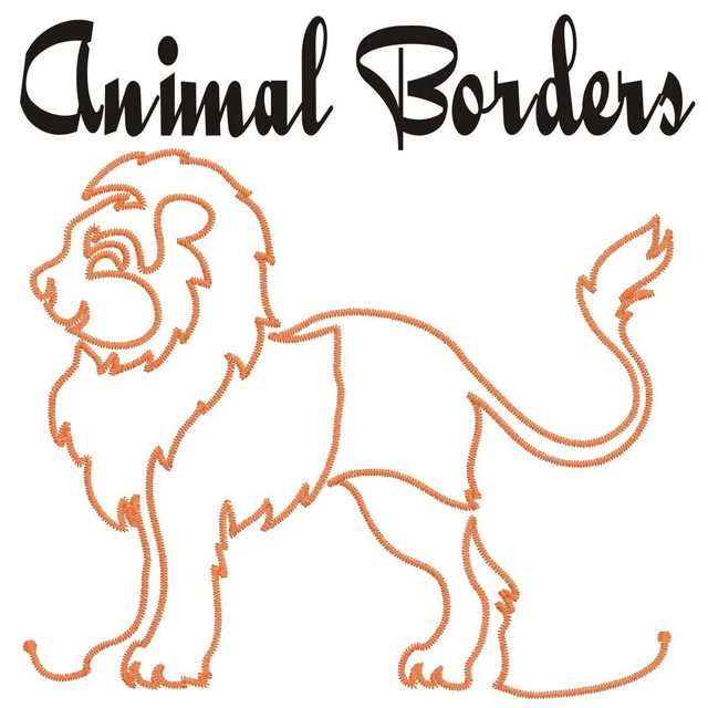 Juego de diseños de máquina de bordado de fronteras animales león cerdo gato perro conejo caballo