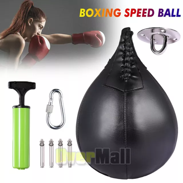 Pro Speed Ball Boxing Leather MMA Muay Thai Training Punching bag Swivel Workout