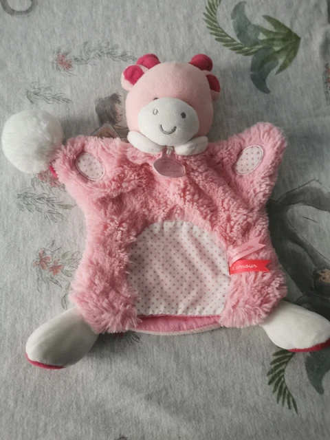 Doudou marionnette vache rose DOUDOU ET COMPAGNIE