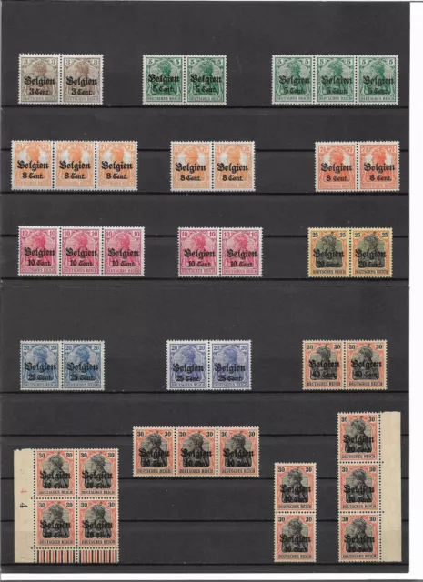 Deutsche Bes. WK I, Belgien aus Mi.10 - 25,  Auswahl Einzelmarken, postfrisch **